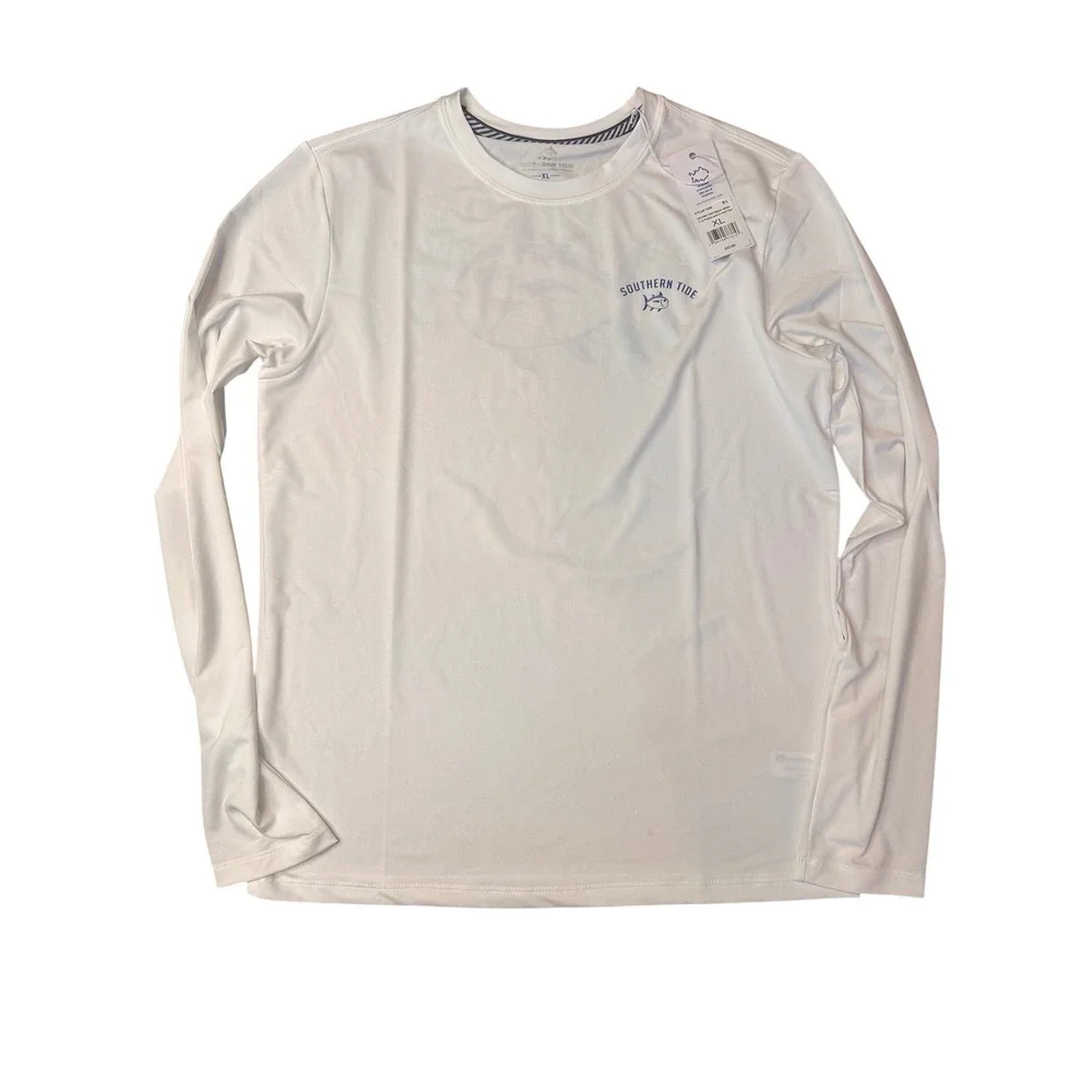 Southern Tide‎ Boys XL 16 Palms SJ Perf Tee White Long Sleeve Shirt NWT 11626